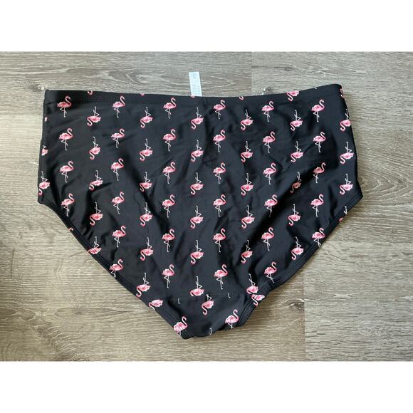 Swim by Cacique Flamingo Black High‎ Waist Bottoms Size 18 - Picture 3 of 6